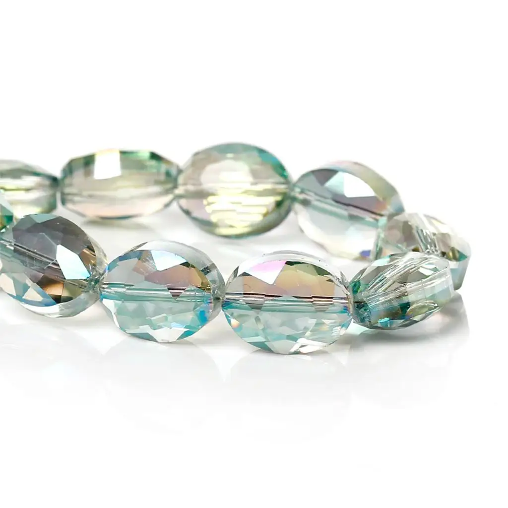 8 сезонов овальные прозрачные граненые стеклянные бусины зеленого цвета АВ около