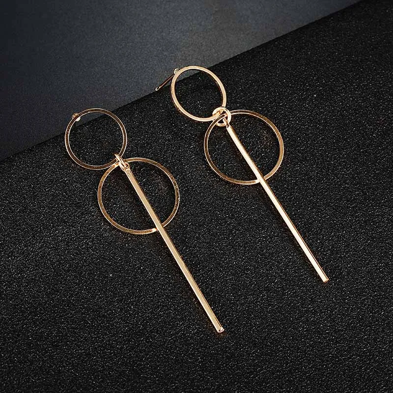 Женские серьги подвески сережки золотого и серебряного цвета с двумя кругами