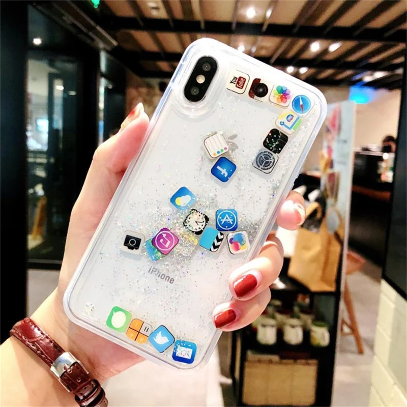 Блестящий песок чехол для телефона iPhone XR мобильный XS MAX силиконовый Apple 7 8 Plus все