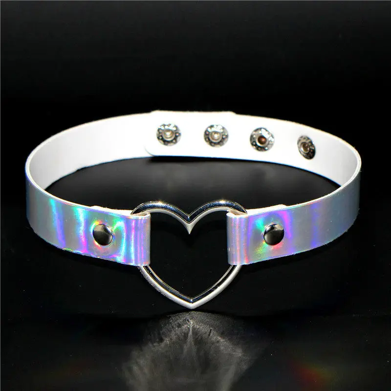 

PU Leather Punk Heart Chocker Necklace Buckle Collar Chokers Necklace for Women Choker neck Jewelry