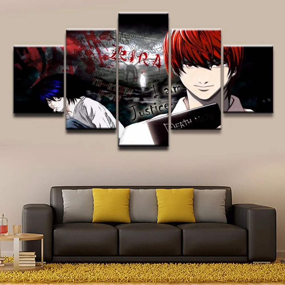 Декоративные картины для дома Wall Art HD Печать холст 5 шт. анимация тетрадь смерти