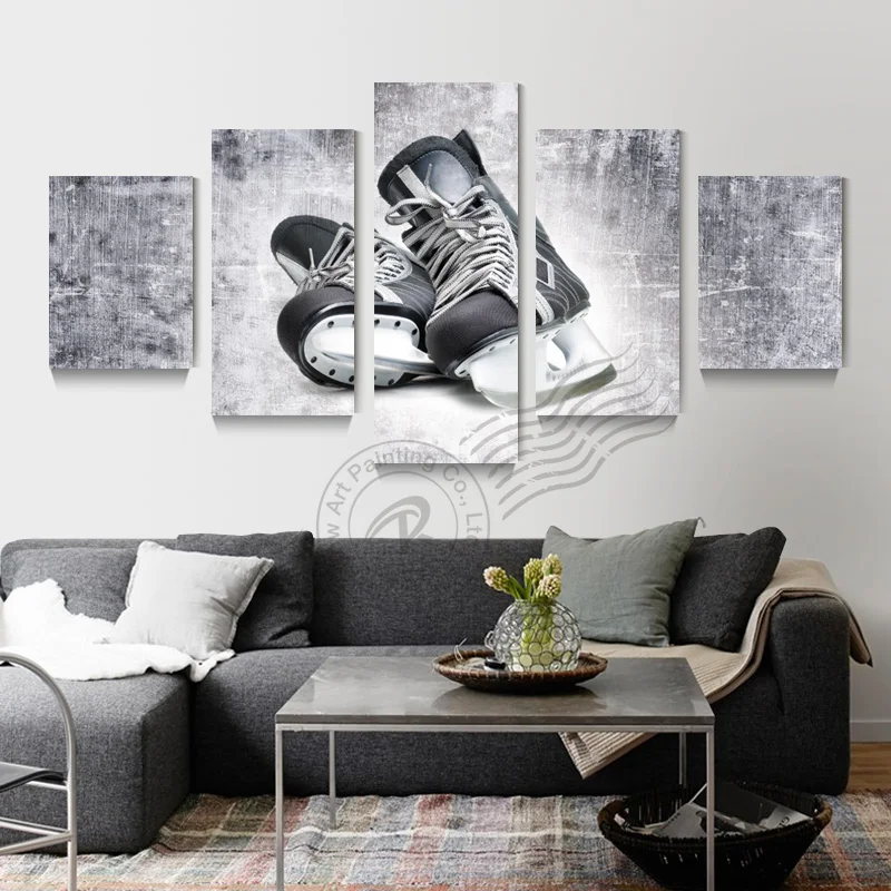 

5 панелей, плакаты для хоккея с шайбой, плакаты, картина маслом для хоккея, Настенная картина для гостиной, плакат на хоккейную обувь, без рам...
