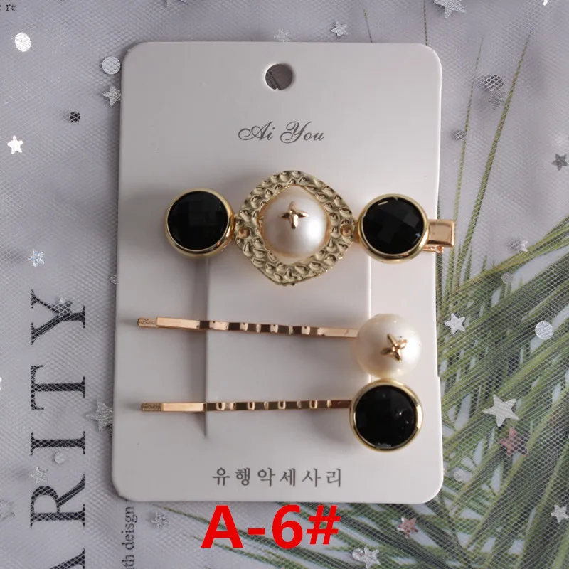 3 шт./компл. металлическая заколка для волос с жемчугом геометрическим цветком