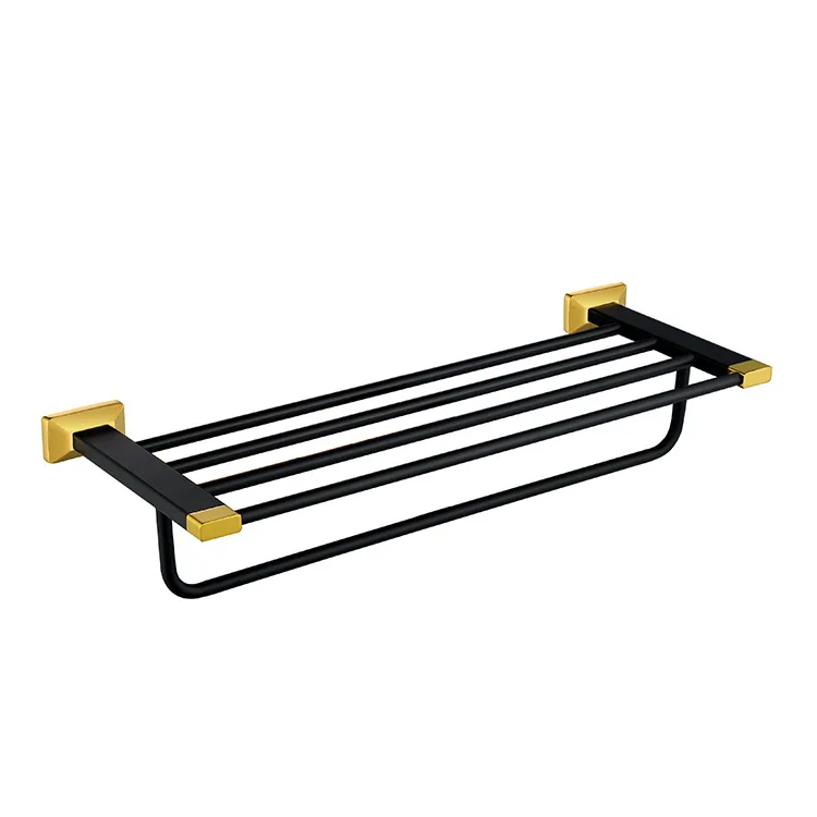 

Luxury gold and black brass copper bathroom Shelf Towel rack holder Bathroom accessories hardware