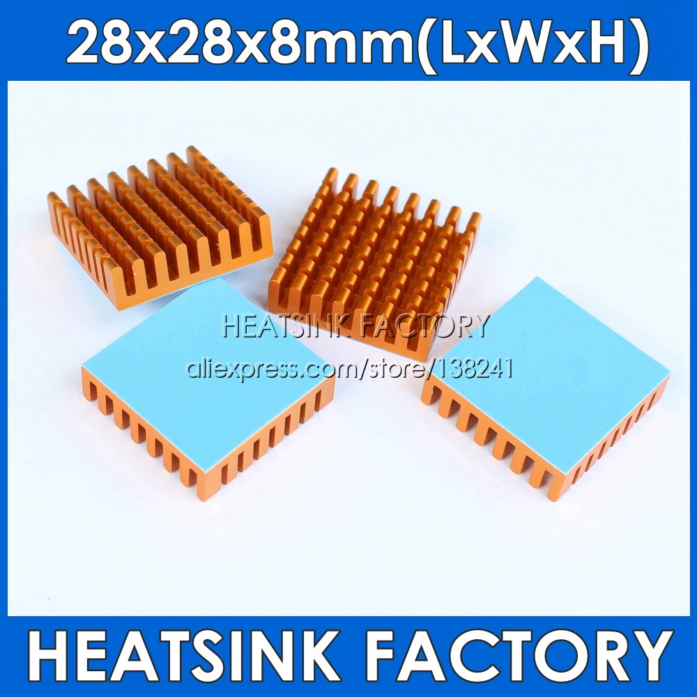 28x28x8mm White / Silver Black Gold Aluminum Heat Sink Cooler With Thermal Double Sided Pad Dissipation Radiator | Компьютеры и офис