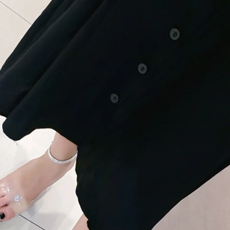 2020 длинное пляжное платье освежающее сексуальное милое однобортное синее с