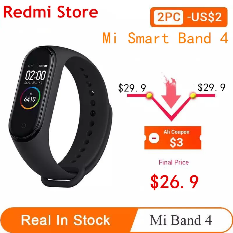 Xiaomi Mi Band 4 Global Original Smart Band4 Браслет фитнес браслет Музыкальный Bluetooth 5 0 AMOLED цветной