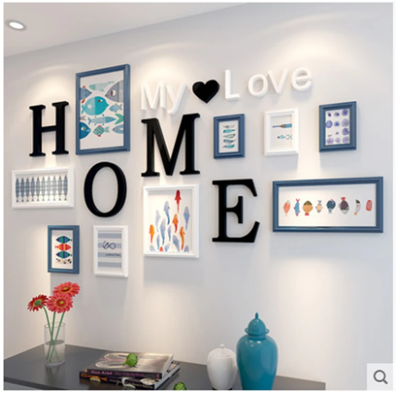 9 шт. фоторамки для дома с изображением любви набор часов деревянные настенные