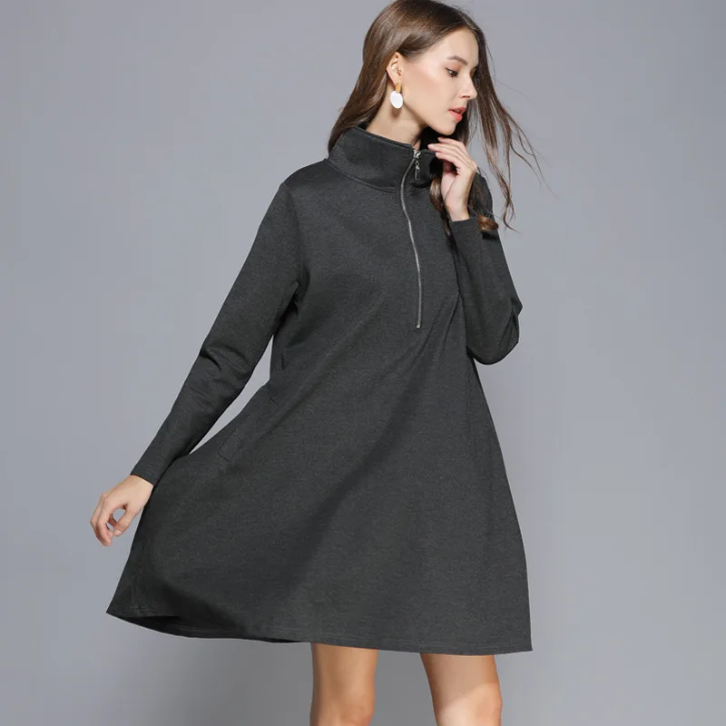 LANMREM 2019 осенне зимнее Новое модное женское свободное платье свободного кроя с