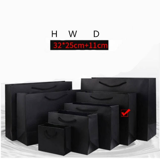 32x25x11cm 50X опциональный изготовленный на заказ логотип напечатанный толстый шершавый белый бумажный пакет 250 граммов картонные бумажные хозяйственные сумки с веревкой - Цвет: 32x25x11cm