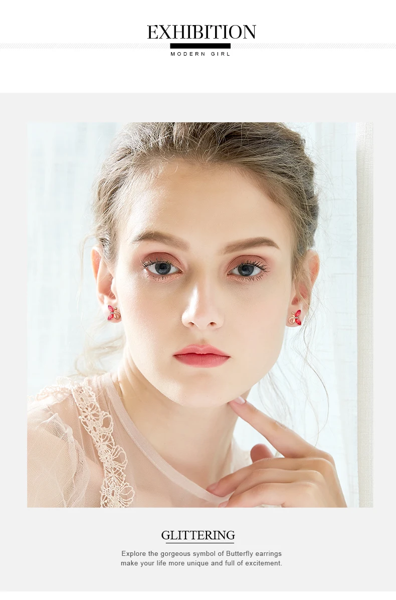 CDE женские золотые ювелирные серьги, украшенные кристаллами Swarovski, милые серьги-бабочки из розового золота 18 К, модное ювелирное изделие