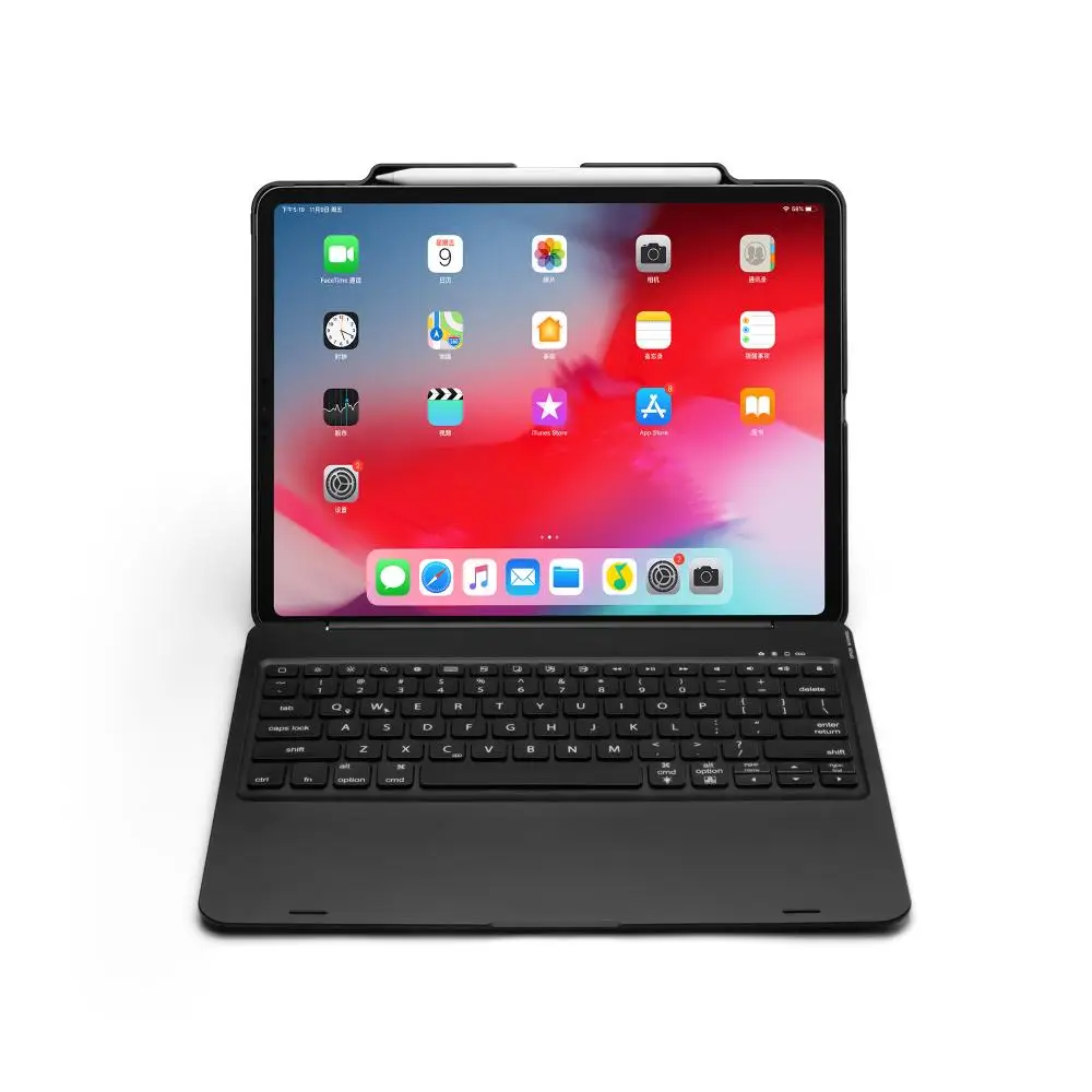 Черный Чехол с клавиатурой для iPad Pro 12,9 A1876 A2014 A1895 a1983. 7 цветов. Bluetooth-клавиатура с подсветкой. Чехол с карандашом - Цвет: Черный