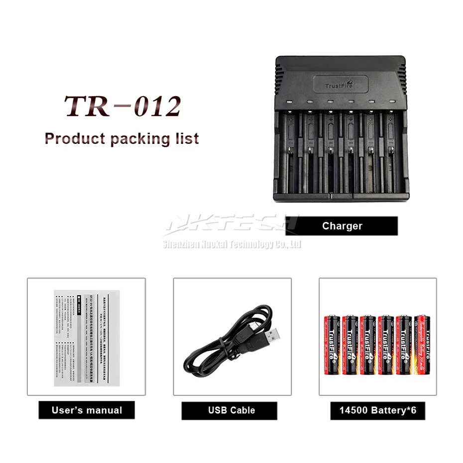 With 6-14500 900mAh TR-012 TrustFire интеллигентая(ый) Батарея Зарядное устройство быстрого 6 слотов для карт ЖК-дисплей для 18650 18500 18350 17670 16340 14650 14500 10440-зарядное устройство для литий-ионного - Цвет: With 6-14500 900mAh