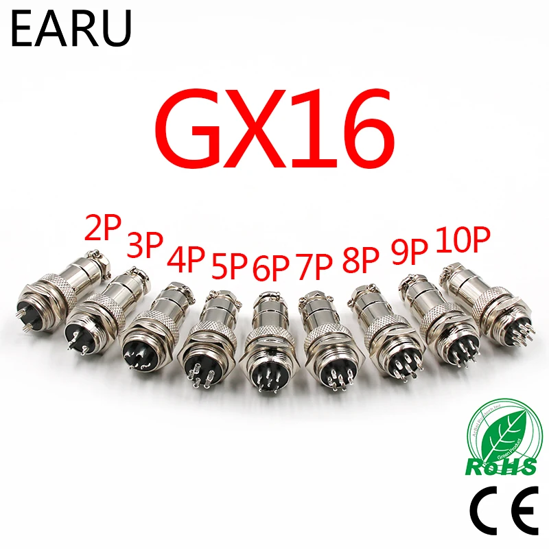 

Free Shipping 1set 5/8" GX16-2/3/4/5/6/7/8/9/10 Pin Male Female 16mm Wire M16 GX16 Circular Aviation Connector Socket Plug Metal