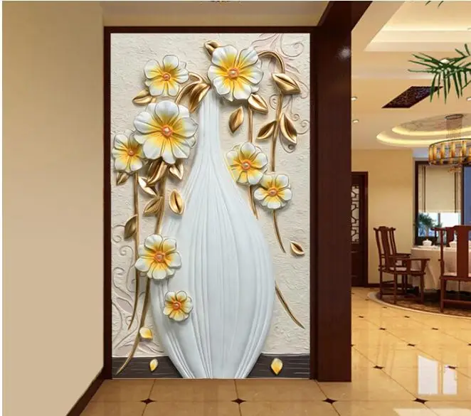 3D Цветочный настенный бумажный фон для входной фотосъемки большие настенные