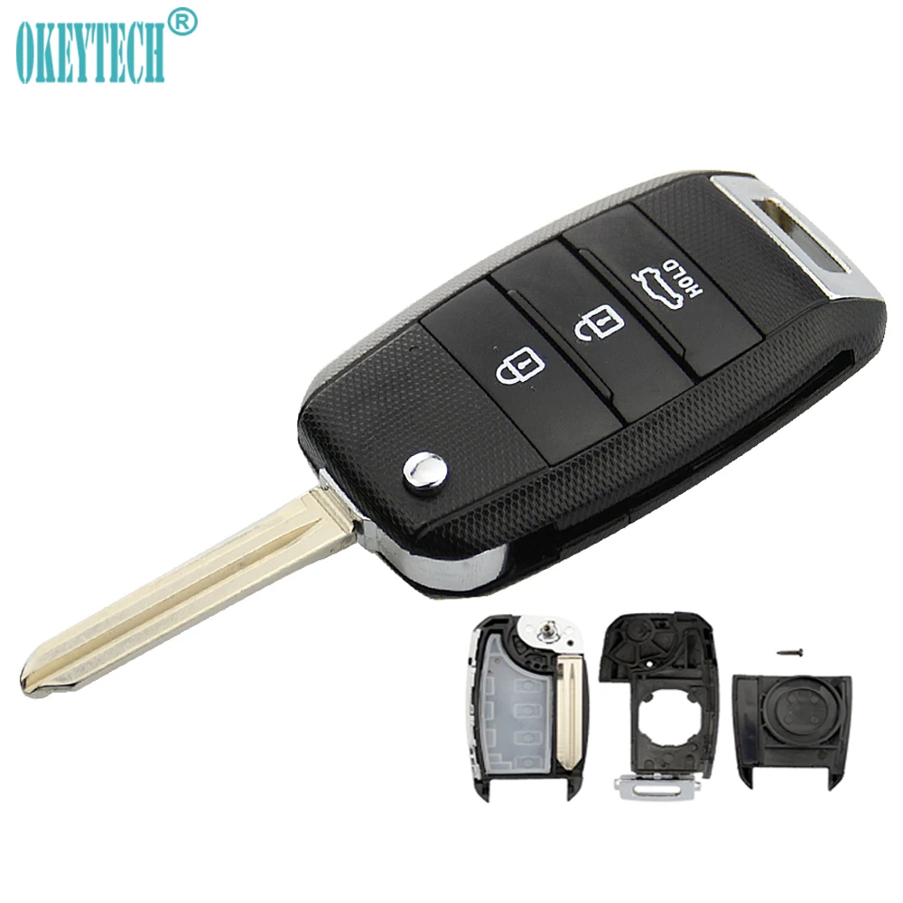 OkeyTech 3 кнопки раскладной складной дистанционный ключ корпус для KIA K2 K3 K5 Carens Cerato
