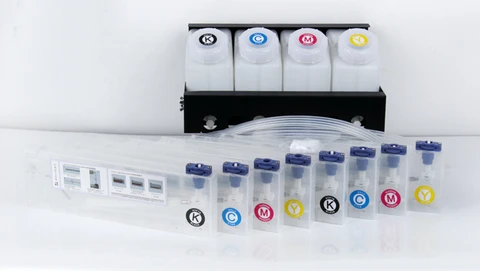 Двойная 4-цветная система СНПЧ, система насыпных чернил для наружного Широкоформатного Принтера, плоттера (4 бутылки с чернилами + 8 картриджей + запасные части)