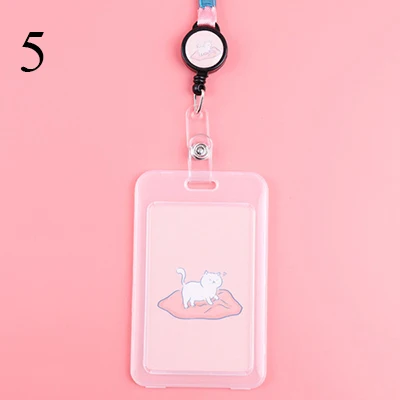 5 Cute Cartoon Cat Transparent Card ID Badge Holder Kawaii Dogs Retractable Badge Buckle Name Tag Card Holder For Gifts - Цвет: 5