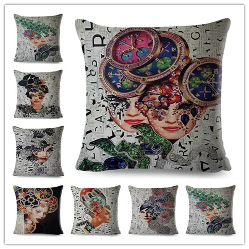 

Geometric Element Pillow Case Cartoon Polyester 45*45 cm Square Cushion Cover for Sofa Home Decorative Colorful Fashion Women