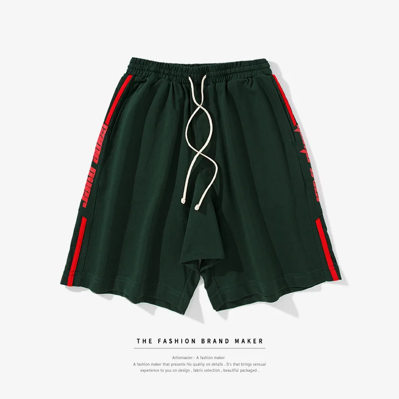 Passion Letter Printed Side Stripe Man's Shorts Sportswear Contrast Color High Street Sweatpants Vintage Drawstring Mens | Мужская