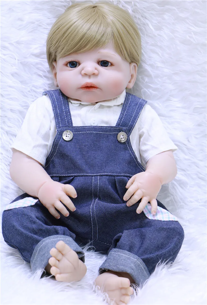 

Кукла реборн силиконовая, полностью закрытая, светлые волосы для девочек, детский подарок, 22 дюйма