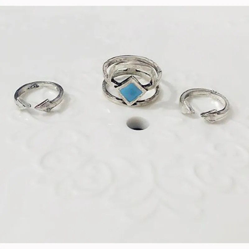 6 шт. винтажное турецкое пляжное кольцо в стиле панк с геометрическим узором