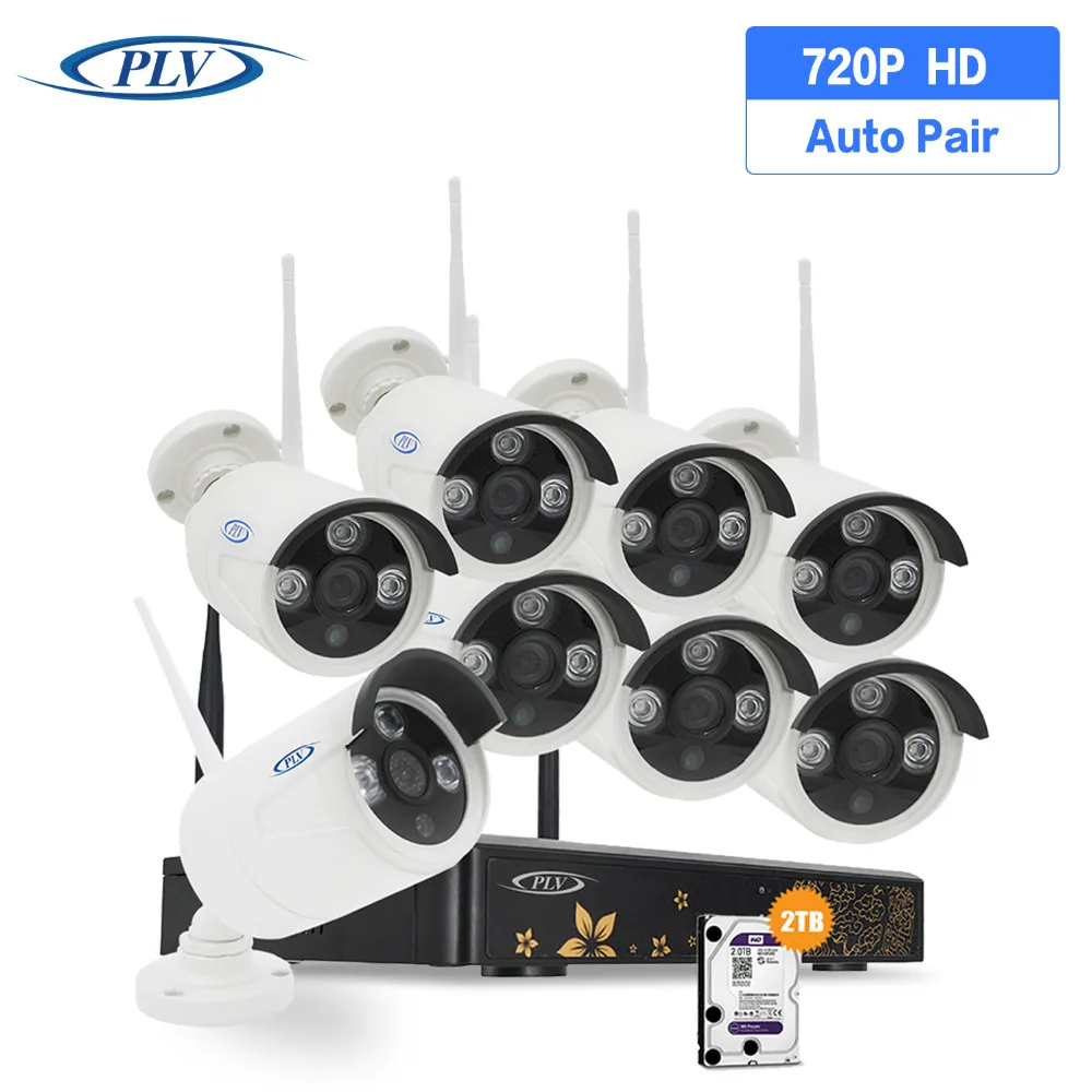 PLV 8CH 720P HD Открытый ИК Ночное Видение видеонаблюдения 8 шт. IP Камера WI FI CCTV Системы