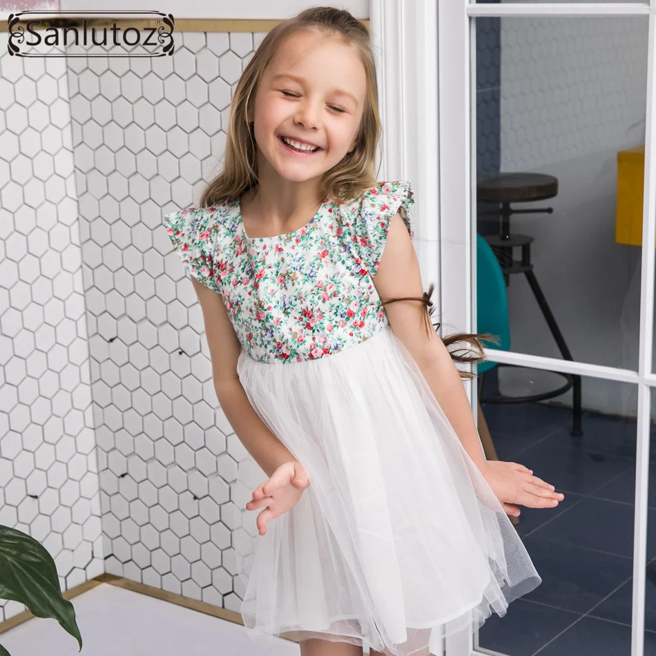 Sanlutoz Flower Girl Dress Tutu Children Clothing Brand Costume for Kids Toddler Party Wedding Princess Summer 2017 | Детская одежда и