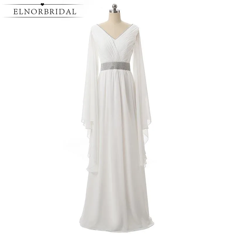 Elnorbridal настоящая фотография белый элегантное вечернее платье с узором арабское