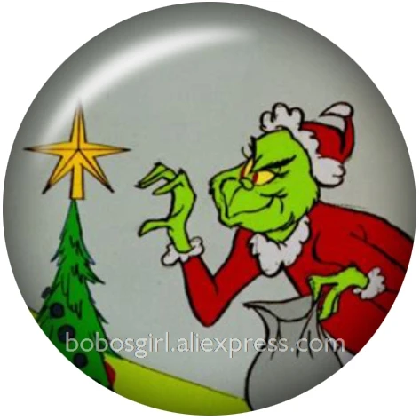 A5963 Как grinch украли рождественские стеклянные кнопки DIY ювелирные изделия круглые фото Кабошоны с плоской обратной стороной DA1162 - Окраска металла: A5963