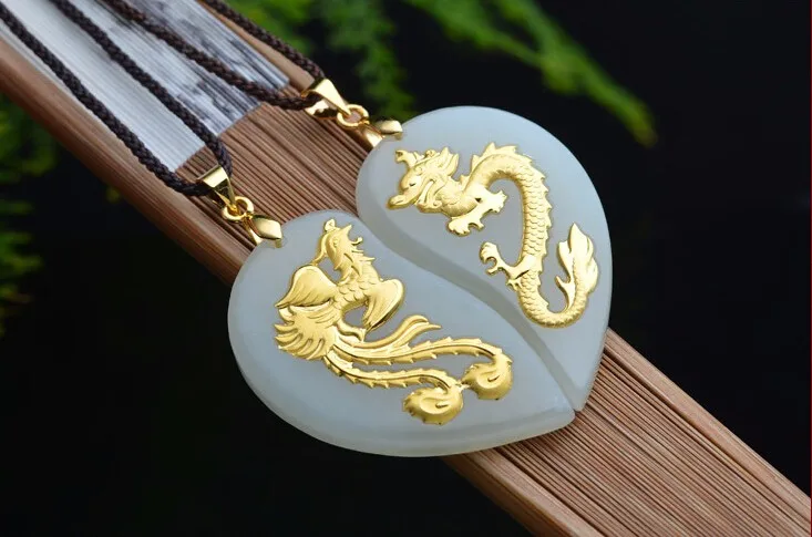 2017 and 24K Yellow gold Dragon Phoenix Pendant
