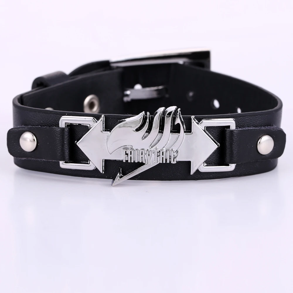 

Movie&Anime Leather bracelets Fairy Tail black fashion bracelet men anime fashion Punk bracelets great bracelets gifts