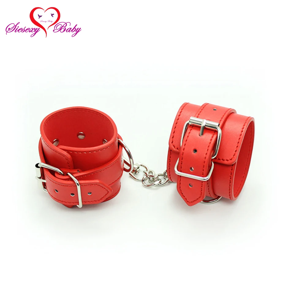 Красные наручники из искусственной кожи фиксаторы сексуальное рабство