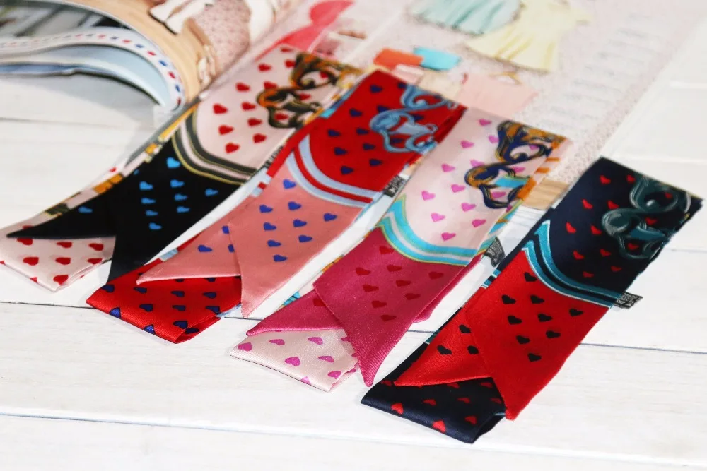 New Love Print Lady Neck Bags Decoration 100% Silk Riband Skinny Scarf Small Ribbon Hair Band Bandeaus Choker ZSBD100 |