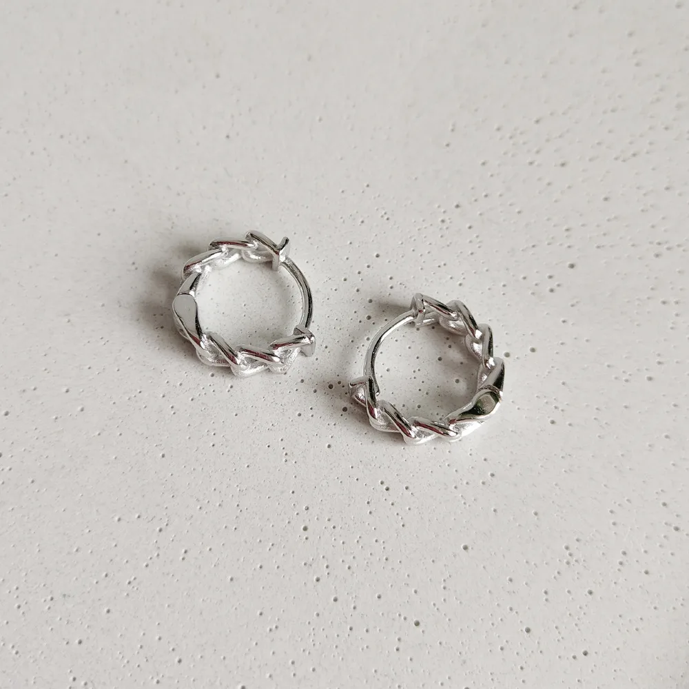 S925 серьга из серебра наивысшей пробы простые цепи N цепи слуховая косточка Плетеный Твист дикий уха кольцо обувь для мужчин и женщин; обувь для девочек серебряные серьги ювелирные изделия