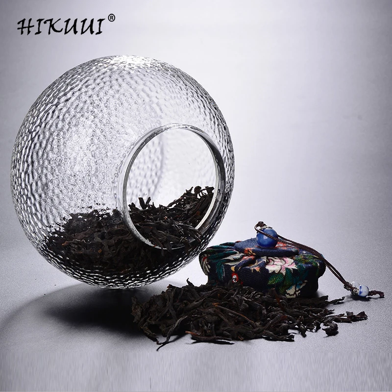 Японский стиль герметичная чайная банка с узором молотка текстура стеклянные