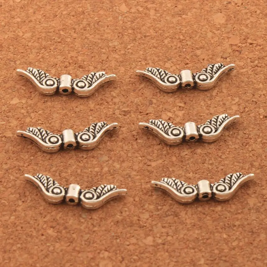 

200pcs 23x6.9mm zinc alloy Dots Angel Wing Charm Beads Spacers Jewelry Findings L081