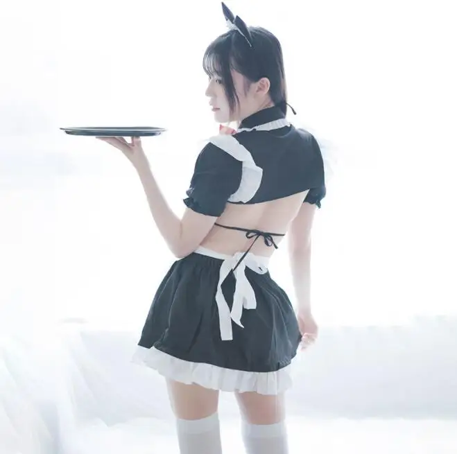 Сексуальные милые девушки стиль горничной бикини рубашка юбка набор женский