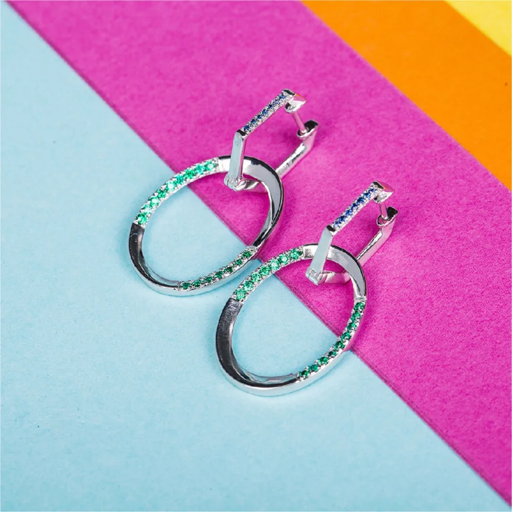 Sa silverage 100% 925 стерлингов серебряные серьги новый геометрия круглые ювелирных