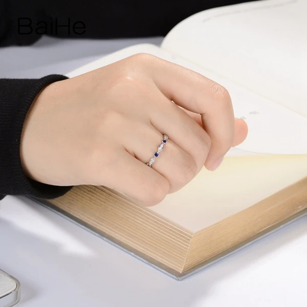 BAIHE твердое белое золото 14 K(AU585) около 0.17ct(всего) сертифицированное H/SI круглое ограненное натуральными бриллиантами свадебное модное кольцо