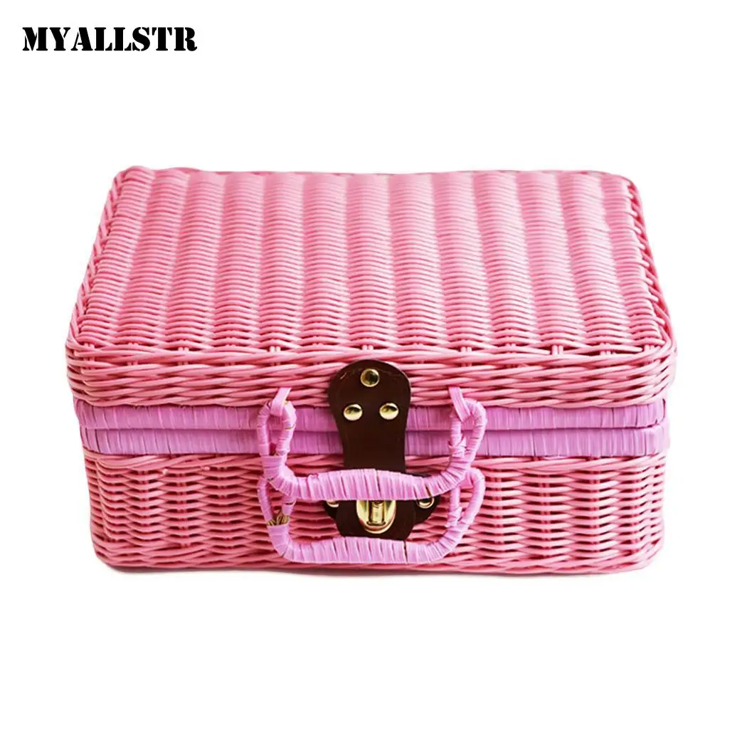 Ретро стиль переплетения ручка для путешествий Ящик хранения дома путешествия