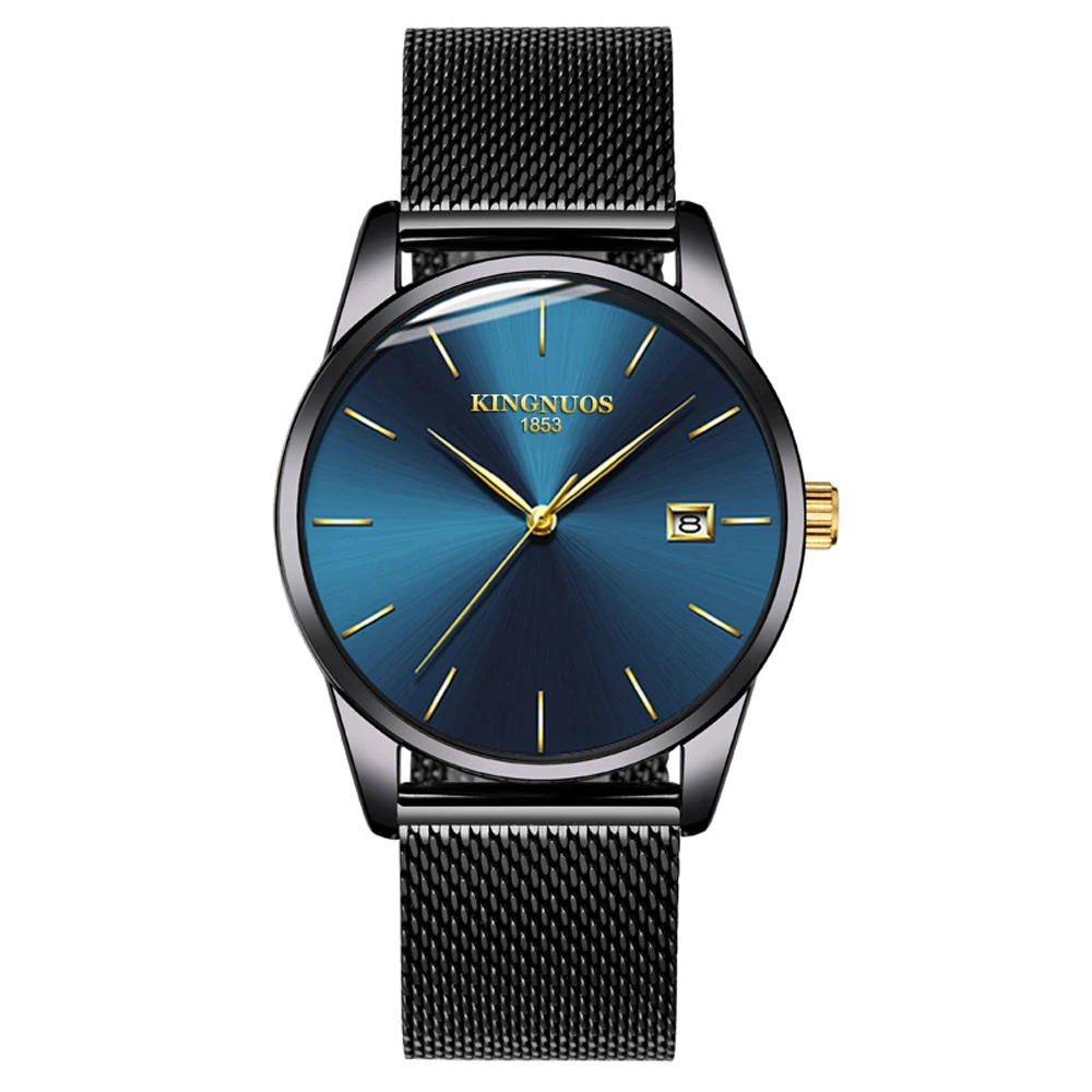 Часы наручные KINGNUOS Мужские кварцевые ультратонкие модные брендовые деловые