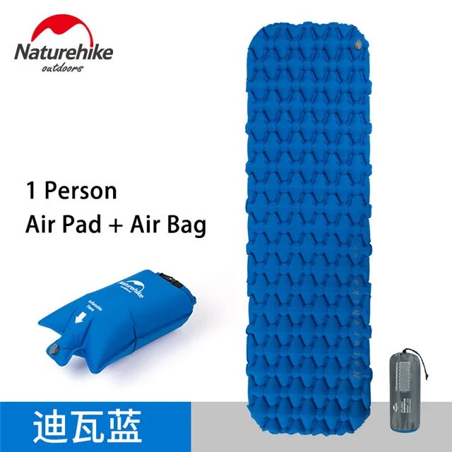 1 Person Blue Naturehike надувной коврик для кемпинга кровать для одного человека двойной человек надувной матрас спальный коврик с водонепроницаемым воздушным мешком - Цвет: 1 Person Blue