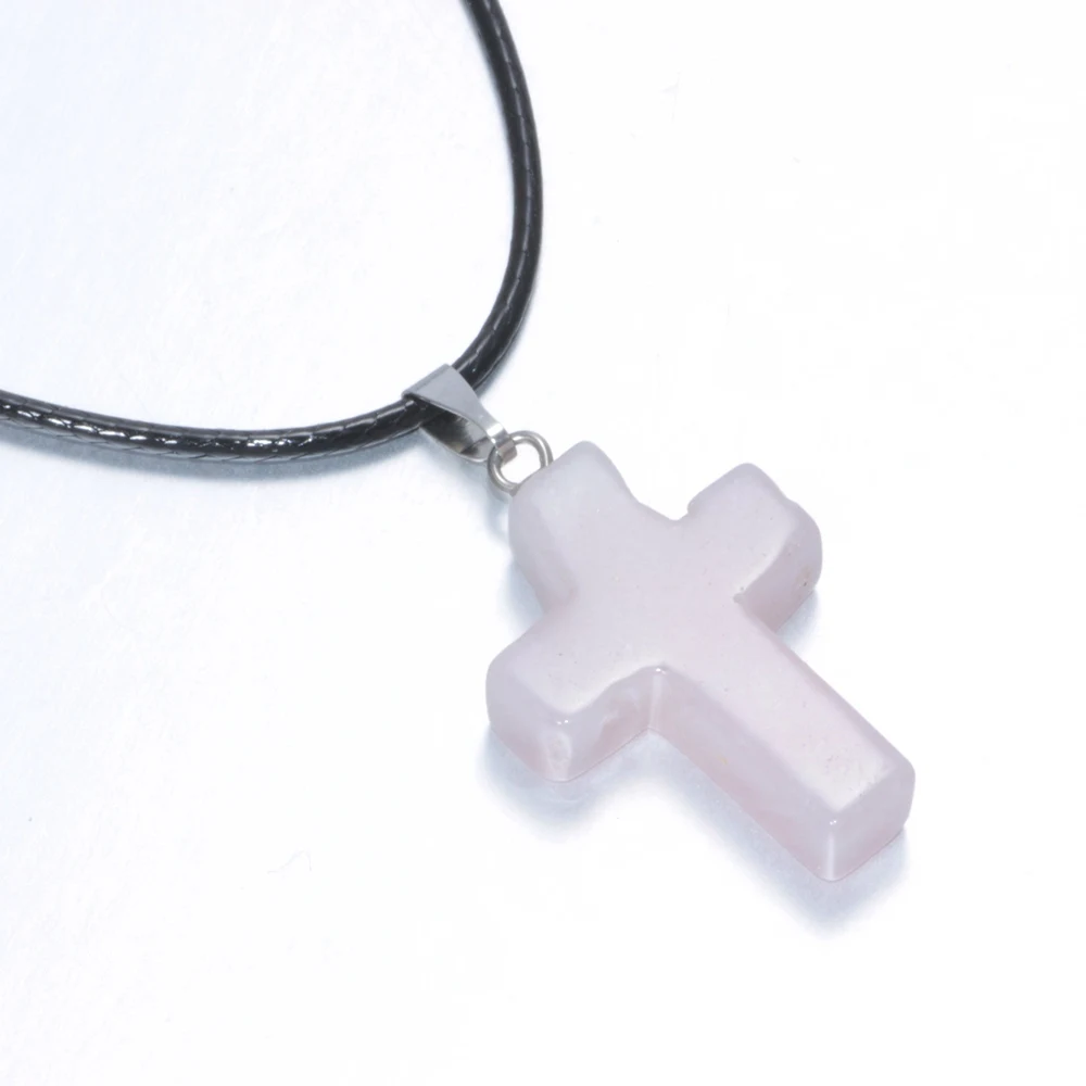 12 разных цветов модные подвески из натурального камня в форме Креста кулон