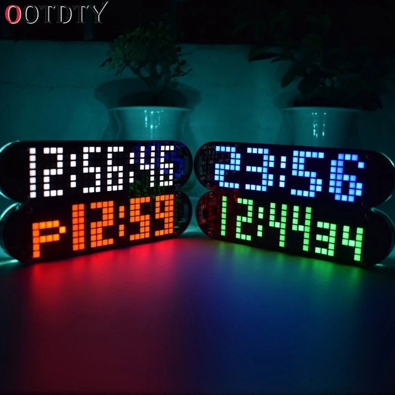 OOTDTY DS3231 измеритель температуры Высокая точность DIY цифровой точечный матричный светодиодный Будильник комплект с прозрачным чехол отображение даты и времени