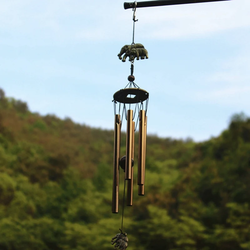 

Household decoration crafts Blessing lucky Wind Chimes Retro Copper Wind Chimes Metal 6 Tube Rust-proof Church