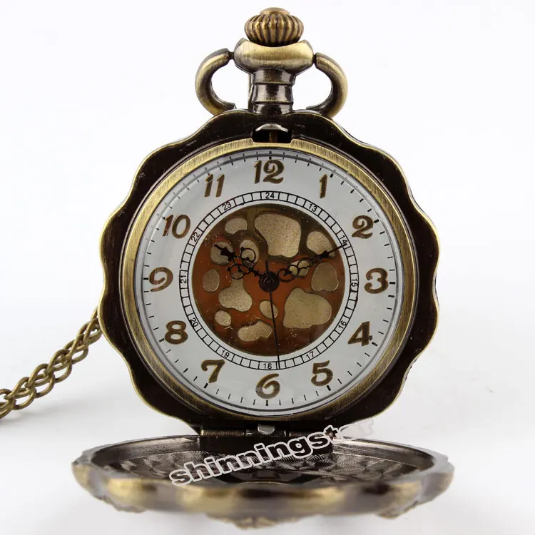 Винтажные карманные часы в стиле стимпанк с бронзовым подсолнухом Модные полые