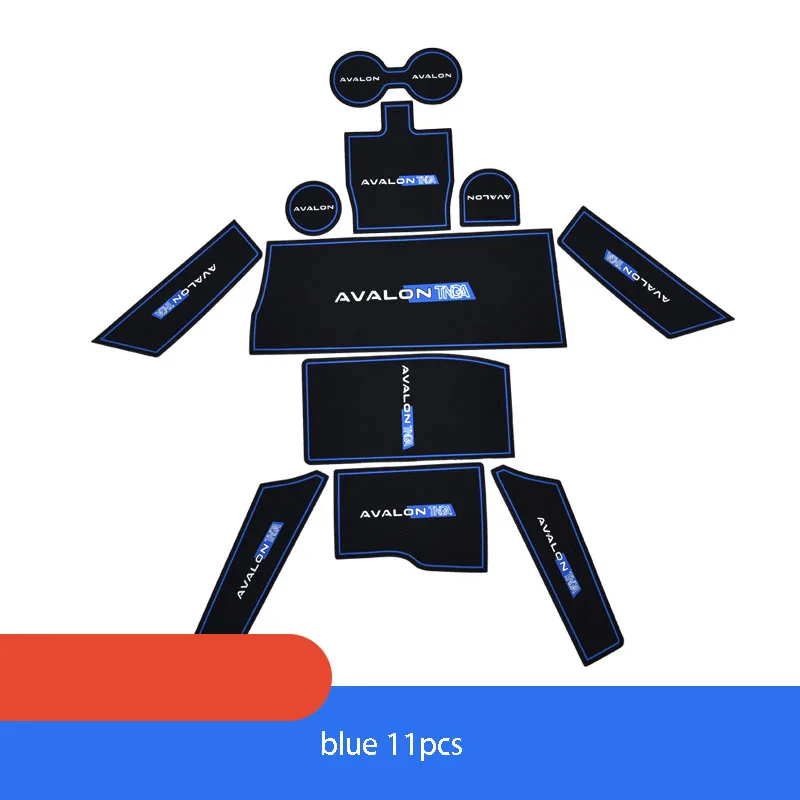 blue 11pcs Слот-коврик для двери автомобиля модифицированный внутренний коврик для чашки для воды внутренняя отделка автомобиля аксессуары для Toyota AVALON - Цвет: blue 11pcs