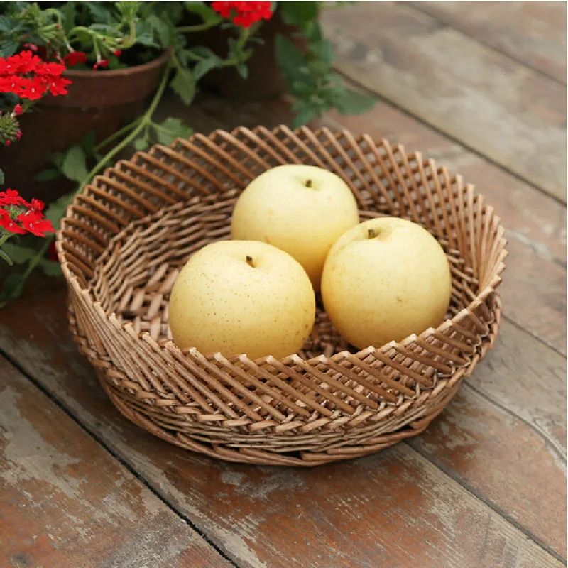 Плетеная натуральная здоровая плетеная корзина для фруктов Бытовая