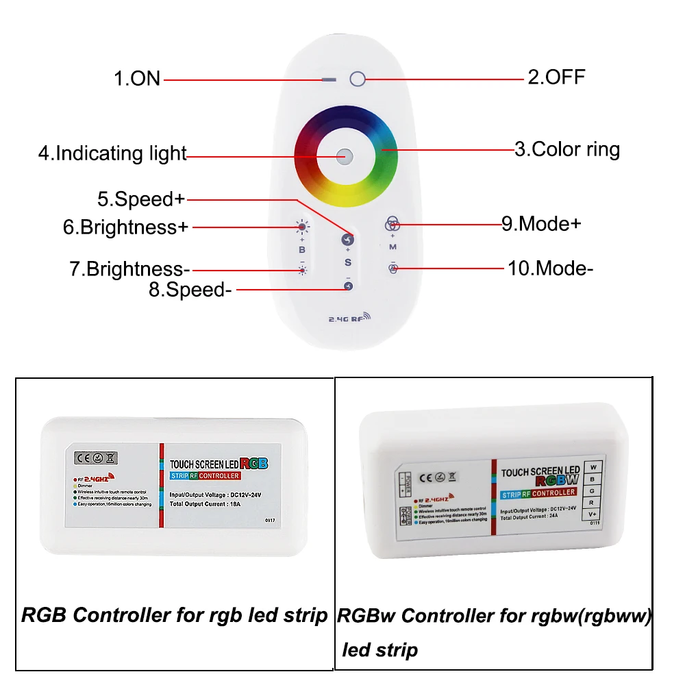 DC12V 5050 Светодиодная лента водонепроницаемый RGB RGBW светодиодный гибкий фонарь лента+ сенсорный пульт дистанционного управления+ 12 В адаптер питания комплект 30 м 20 м 10 м 5 м